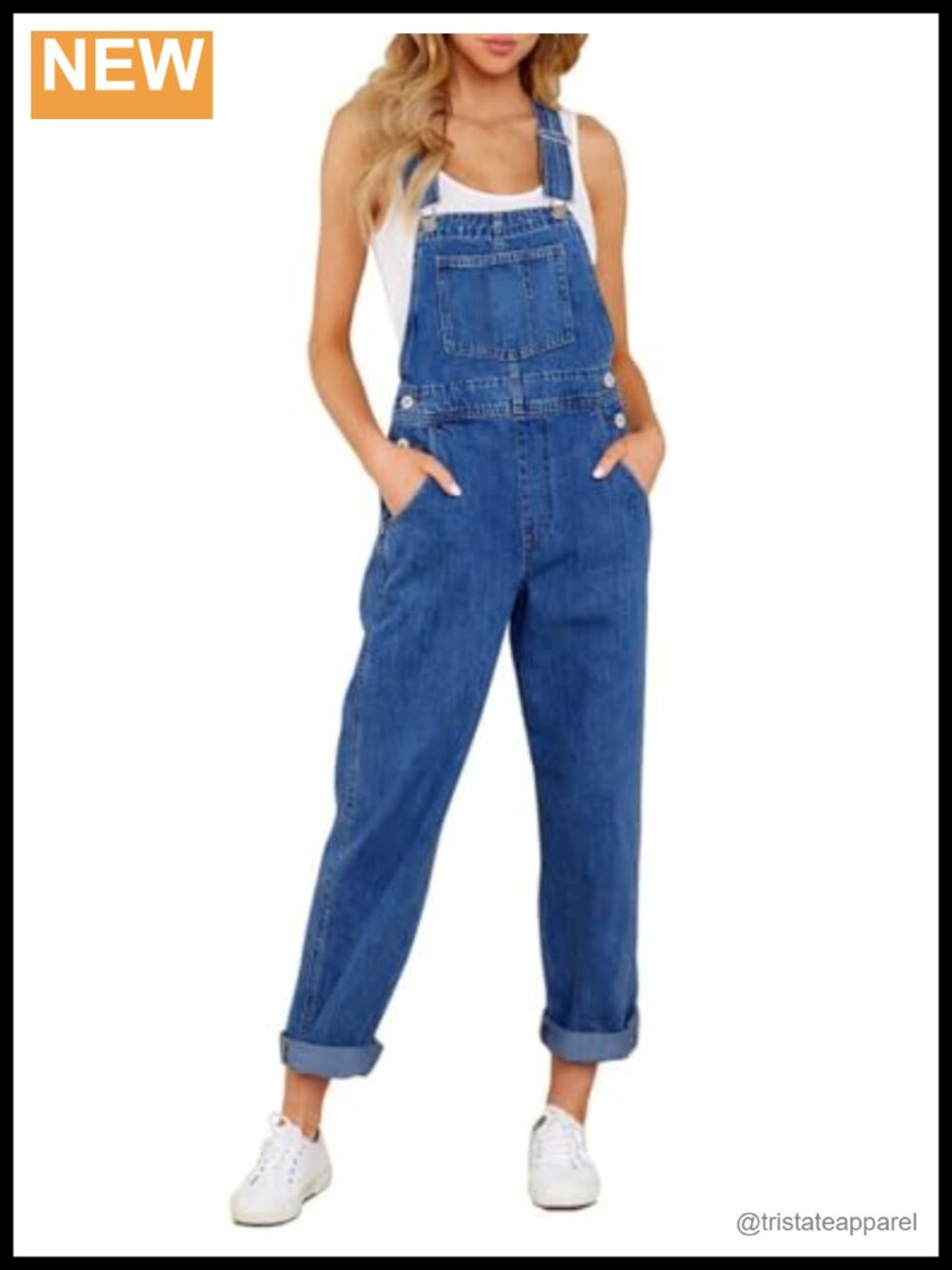 Vetinee Women's Denim Overalls Adjustable Straps Pockets Frayed Hem